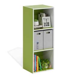 Rackhams Pasir 3-Tier Open Shelf Bookcase, White/Green 11003WH/GR - Luxury Wall Decor for Living Room & Bedroom - thumbnail 3