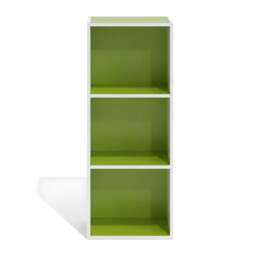 Rackhams Pasir 3-Tier Open Shelf Bookcase, White/Green 11003WH/GR - Luxury Wall Decor for Living Room & Bedroom - thumbnail 2
