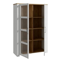 Rackhams Bohol Display Cabinet inc. 2x LED Lights in Riviera Oak/White - Full Assembly Required - Riviera Oak &White - Matt - thumbnail 2