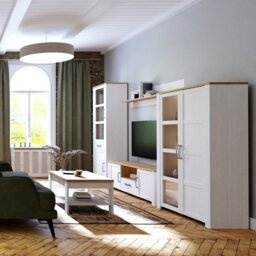 Rackhams Bohol Display Cabinet inc. 2x LED Lights in Riviera Oak/White - Full Assembly Required - Riviera Oak &White - Matt - thumbnail 6