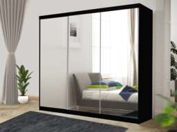 Rackhams Stylish Bedroom Sliding Wardrobe - comes in White/Grey/Black/Oak and Width 100cm/120cm/150cm/180cm/203cm/250cm - 100cm - Grey - thumbnail 3
