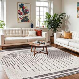 Rackhams Fossay Shag-Washable Beige Brown Green Grey Global High Pile Rug - 160 x 213 cm - thumbnail 1