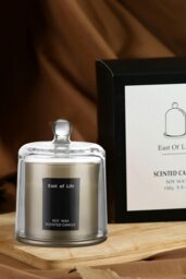 Rackhams Soy Wax Lychee & White Tea Scented Jar Candle Home Fragrance Help Sleep 9 x 11.5cm H - Grey