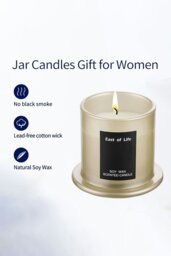 Rackhams Soy Wax Lychee & White Tea Scented Jar Candle Home Fragrance Help Sleep 9 x 11.5cm H - Grey - thumbnail 3