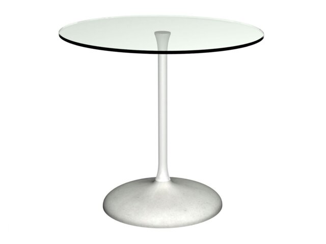 Rackhams Swan Circular Dining Table with Concrete Base - Concrete - Gloss White - Clear Glass - image 1
