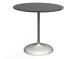Rackhams Swan Circular Dining Table with Concrete Base - Concrete - Gloss White - Clear Glass - thumbnail 2