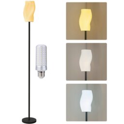 Rackhams 3D Printed Standing Lamp with Shade, 3 Colour Temperature, White - White - Modern minimalist - No - thumbnail 2