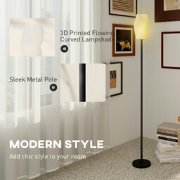 Rackhams 3D Printed Standing Lamp with Shade, 3 Colour Temperature, White - White - Modern minimalist - No - thumbnail 3