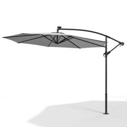 Rackhams 3M Cantilever Garden Parasols Light Grey Iron Banana Umbrella with LED Lights - Cross base - thumbnail 5