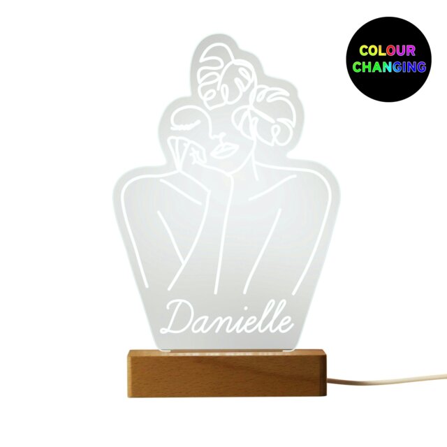 Rackhams Personalised Fleur Line Art Wooden Based LED Light - image 1