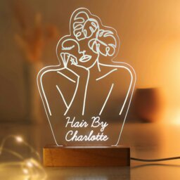 Rackhams Personalised Fleur Line Art Wooden Based LED Light - thumbnail 2