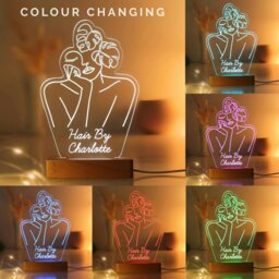 Rackhams Personalised Fleur Line Art Wooden Based LED Light - thumbnail 4