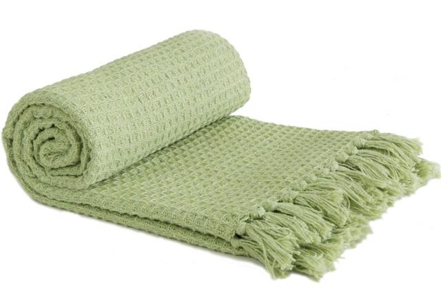 Rackhams Honeycomb Throw Cotton - Pistachio - 228x254cm - image 1