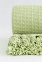 Rackhams Honeycomb Throw Cotton - Pistachio - 228x254cm - thumbnail 2