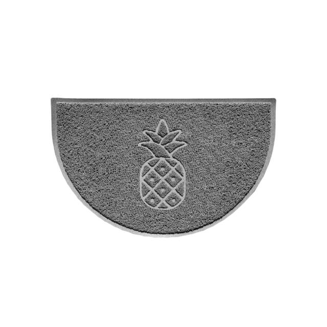 Rackhams Pineapple Embossed Halfmoon Indoor/Sheltered Outdoor Spaghetti Doormat - Grey - image 1