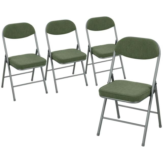 Rackhams Set of Four Folding Corduroy Seat Chairs - Green