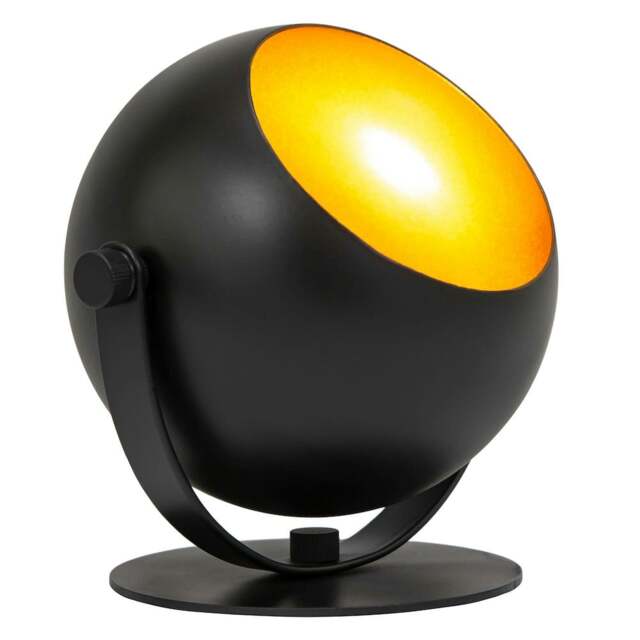 Rackhams Modern Adjustable Matt Black Projector LED Table/Floor Uplighter with Gold Inner - image 1