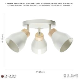 Rackhams Contemporary Scandinavian Designed Triple Spot Ceiling Light in Muted Dove Grey - thumbnail 5