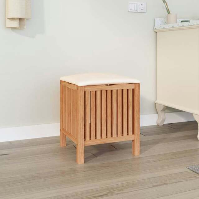 Rackhams Bathroom Stool 40.5x40x52 cm Solid Wood Walnut
