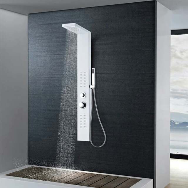 Rackhams Shower Panel System Aluminium Matte White