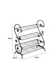 Rackhams Black Metal 4 Tier S-Shape Shoe Rack - Black - thumbnail 3