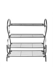 Rackhams Black Metal 4 Tier S-Shape Shoe Rack - Black - thumbnail 2