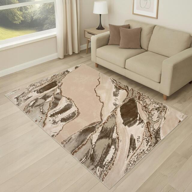 Rackhams Parma Modern Shimmer Rug - Beige - 160cm x 230cm (5.2ft x 7.5ft) - image 1