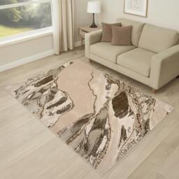 Rackhams Parma Modern Shimmer Rug - Beige - 160cm x 230cm (5.2ft x 7.5ft) - thumbnail 1