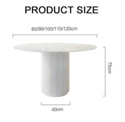 Rackhams Cracky White Round Dining Table, Premium Terrazzo And Wood Base - ⌀90cm - thumbnail 6