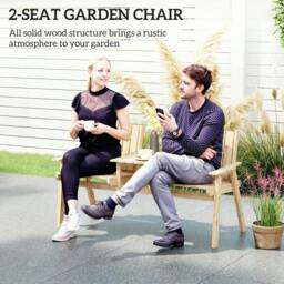 Rackhams Wooden Garden Loveseat with Parasol Hole, Natural Wood Finish - Fir wood - Garden Loveseat - Natural wood finish - thumbnail 4