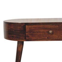 Rackhams Solid Wood California Walnut Rounded Small Console Table - thumbnail 5