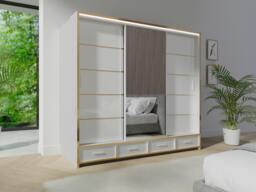 Rackhams Race to Road Stylish Bedroom Sliding Wardrobe with LED Light - Ample Storage Space and Sleek Design comes in White & Black and Width 205cm/256cm. - 256 cm - Black - thumbnail 6
