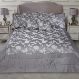 Rackhams Butterfly Meadow Bedspread Silver - thumbnail 1