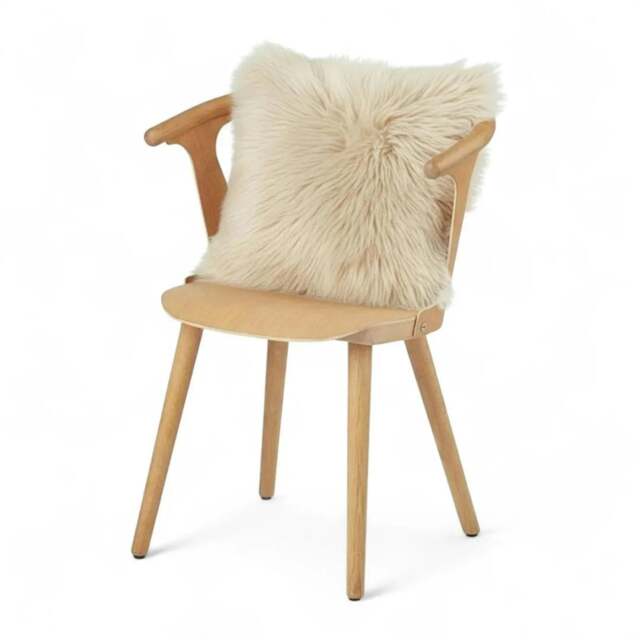 Rackhams Genuine Sheepskin Real Wool Single Sided Cushion - Beige - image 1