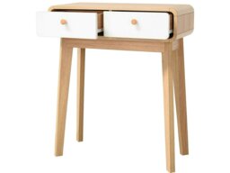 Rackhams Cassie Console Table 2Drawers OakWhite 65x30x76cm - White