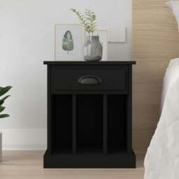 Rackhams Bedside Cabinet Black 43x36x50 cm - Black - Engineered wood
