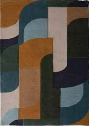 Rackhams Retro Deco Blue Rug Abstract Design - 120X170 cm
