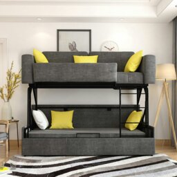 Rackhams Pérez Two Seater Sofa Bed, Bunk Bed, Linen - Dark Grey