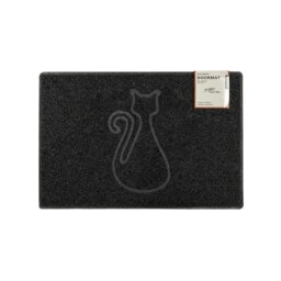Rackhams Cat Small Embossed Doormat in Black - Black - Vinyl - 1