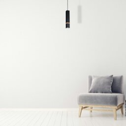 Rackhams Vidar Black Pendant Lamp 1XGU10 Hand Made Modernist Cuboid Design With Natural Wooden Insert - thumbnail 3