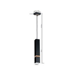 Rackhams Vidar Black Pendant Lamp 1XGU10 Hand Made Modernist Cuboid Design With Natural Wooden Insert - thumbnail 5