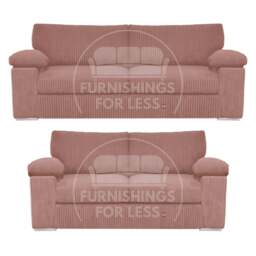 Rackhams Delta Full Jumbo Cord 3 + 2 Seater Sofa Suite - Pink - thumbnail 1