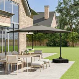 Rackhams 3 x 3 M Square Cantilever Parasol Outdoor Hanging Umbrella for Garden and Patio with Square Plastic Base - Taupe - thumbnail 2