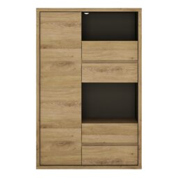 Rackhams Shetland 1 Door 4 drawer display cabinet - Full Assembly Required - Oak - Matt - thumbnail 2