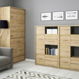 Rackhams Shetland 1 Door 4 drawer display cabinet - Full Assembly Required - Oak - Matt - thumbnail 5