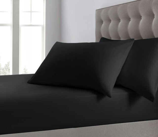 Rackhams Plain Dyed Cotton Blend Fitted Sheet - Black - King - image 1