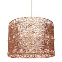 Rackhams Polished Copper Acrylic Gem Moroccan Style Chandelier Pendant Light Shade - thumbnail 2