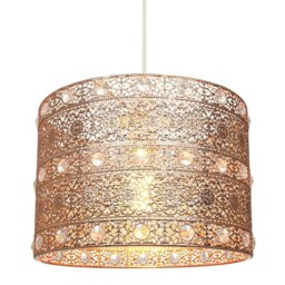 Rackhams Polished Copper Acrylic Gem Moroccan Style Chandelier Pendant Light Shade - thumbnail 4