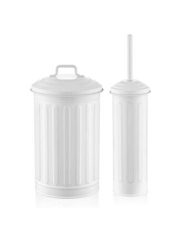 Rackhams White Waste Bin & Toilet Brush Set - image 1