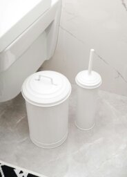 Rackhams White Waste Bin & Toilet Brush Set - thumbnail 3